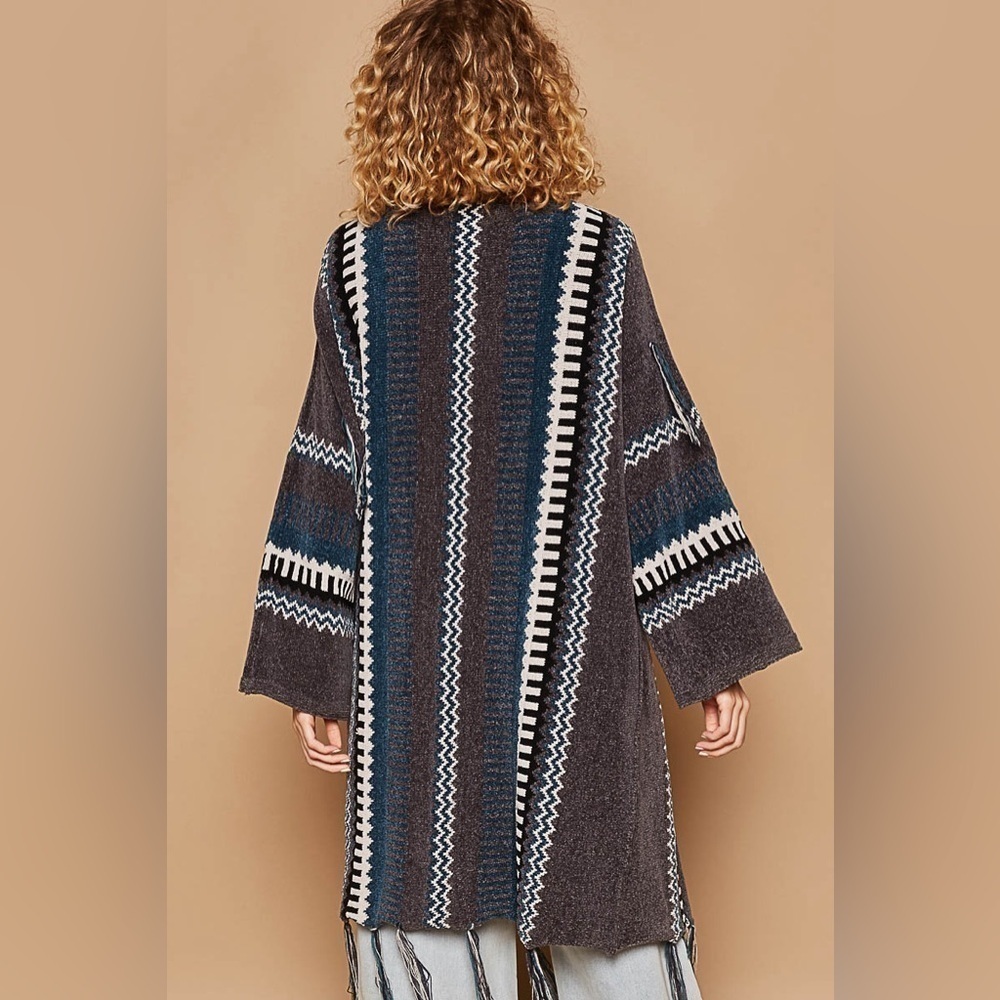 Pol Long Aztec Fringe Beautiful Sweater Coat S - Picture 1 of 3
